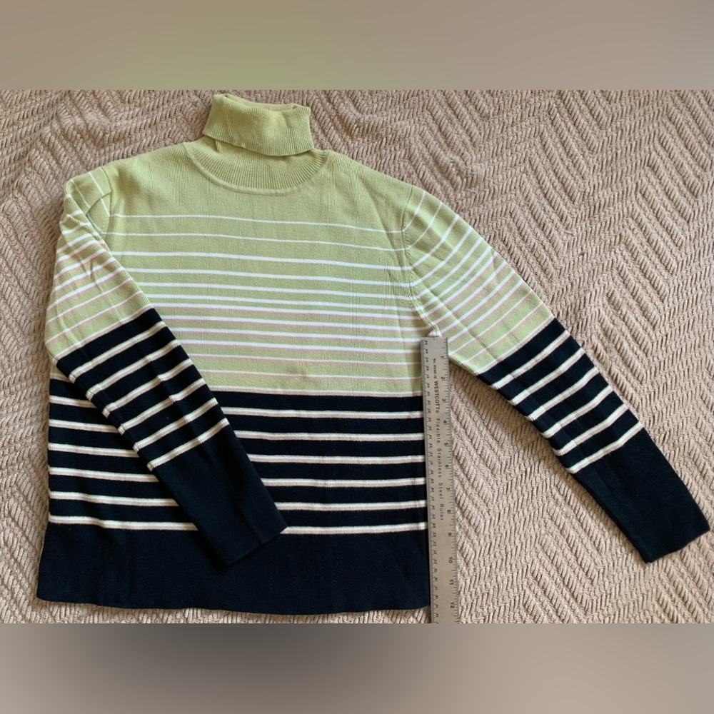 Turtleneck, 100% cotton, long sleeve, striped, size Petite Medium